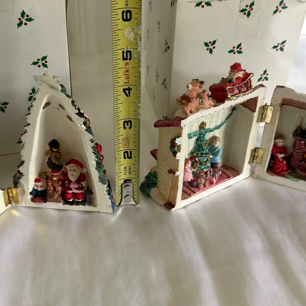 Unbranded Hinged Christmas Figurine‎ Set Multicolor Excellent Hinged Resin Vntge